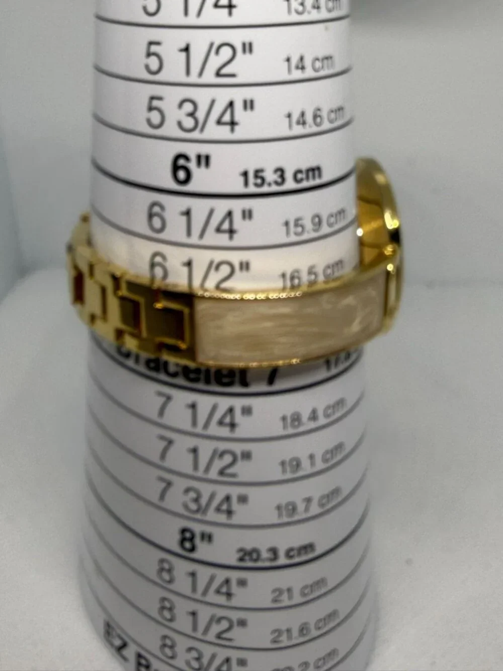 Anne Klein Women's Gold-Tone Cream Dial Marble Acetate Bracelet Watch AK/2690
